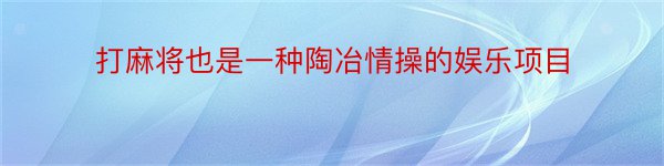 打麻将也是一种陶冶情操的娱乐项目