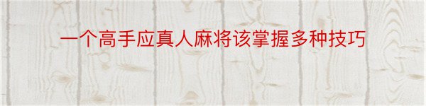 一个高手应真人麻将该掌握多种技巧