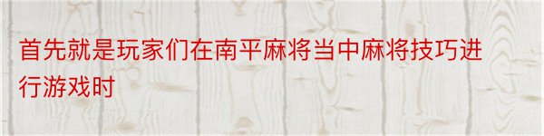 首先就是玩家们在南平麻将当中麻将技巧进行游戏时