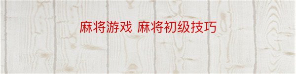 麻将游戏 麻将初级技巧