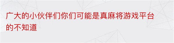 广大的小伙伴们你们可能是真麻将游戏平台的不知道