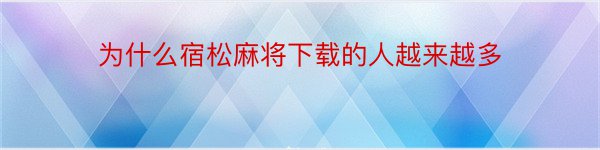 为什么宿松麻将下载的人越来越多