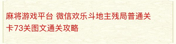 麻将游戏平台 微信欢乐斗地主残局普通关卡73关图文通关攻略