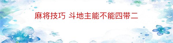 麻将技巧 斗地主能不能四带二