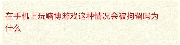 在手机上玩赌博游戏这种情况会被拘留吗为什么