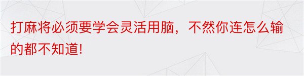 打麻将必须要学会灵活用脑，不然你连怎么输的都不知道!