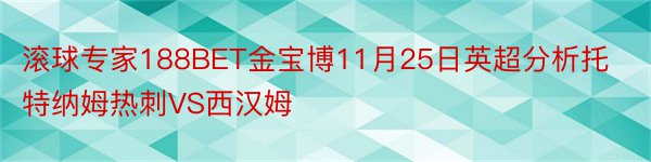 滚球专家188BET金宝博11月25日英超分析托特纳姆热刺VS西汉姆