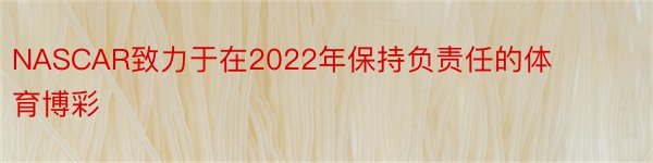 NASCAR致力于在2022年保持负责任的体育博彩