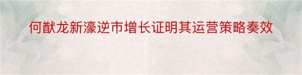 何猷龙新濠逆市增长证明其运营策略奏效