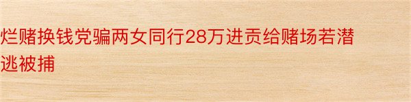 烂赌换钱党骗两女同行28万进贡给赌场若潜逃被捕